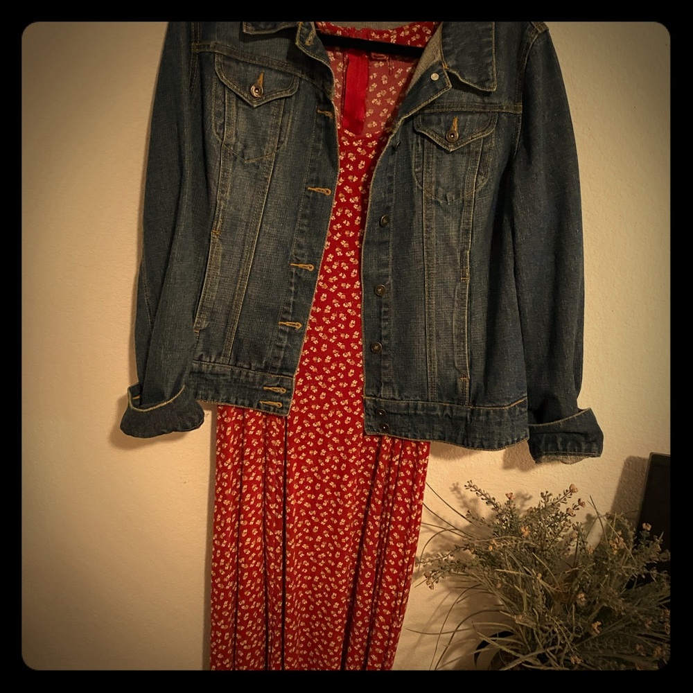 Vintage dress and jean coat